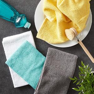 DII Ultra Absorbent, Everyday Cotton Kitchen Towels, Dishcloth Set, Assorted Blue, 5 Piece