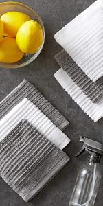 DII Ultra Absorbent, Everyday Cotton Kitchen Towels, Dishcloth Set, Assorted Blue, 5 Piece