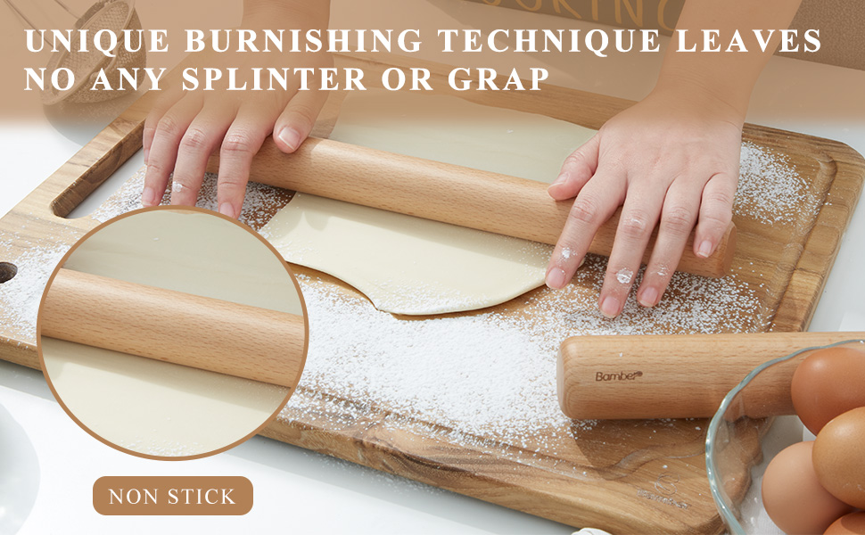 Bamber Mini Wood Rolling Pin for Baking Small Wooden Rolling Dowel Stick Dough Roller for Kids, 11'' by 1.2''