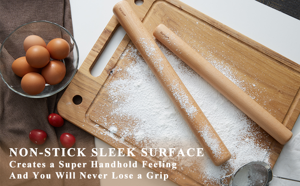 Bamber Mini Wood Rolling Pin for Baking Small Wooden Rolling Dowel Stick Dough Roller for Kids, 11'' by 1.2''