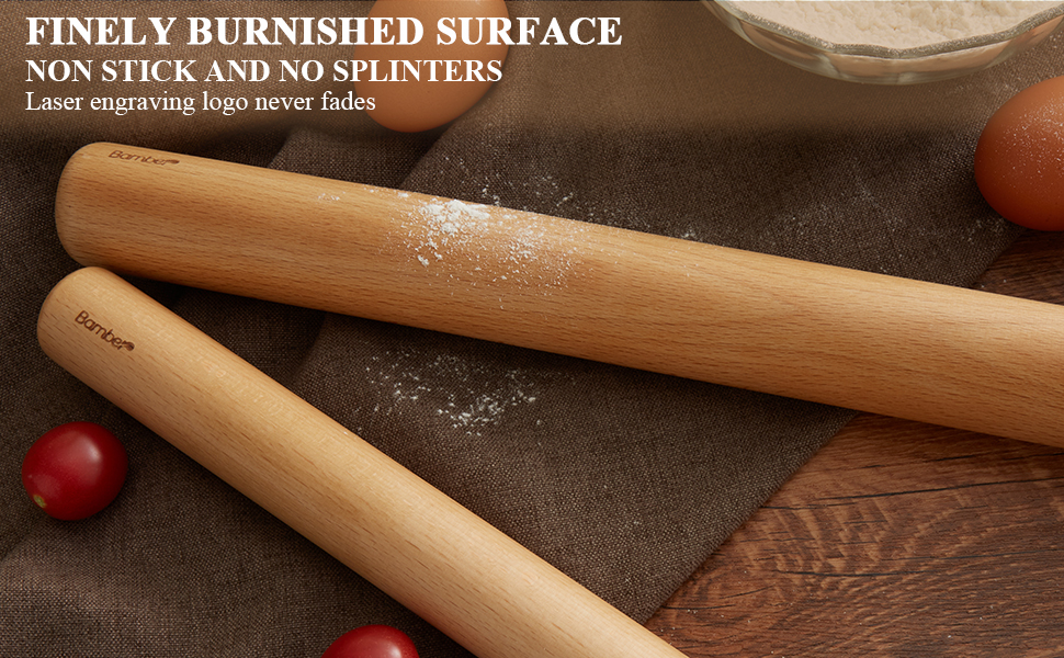 Bamber Mini Wood Rolling Pin for Baking Small Wooden Rolling Dowel Stick Dough Roller for Kids, 11'' by 1.2''