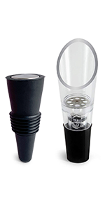 TenTen Labs Premium Wine Aerator Pourer Spout (2-Pack) – Rich Bubbles for Improved Flavor & Aroma – Wine Accessories for Wine Lovers with No-Drip Design – Perfect Gifts for Women and Men – Black