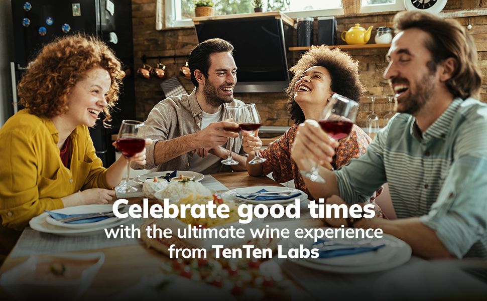 TenTen Labs Premium Wine Aerator Pourer Spout (2-Pack) – Rich Bubbles for Improved Flavor & Aroma – Wine Accessories for Wine Lovers with No-Drip Design – Perfect Gifts for Women and Men – Black