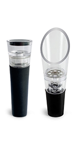 TenTen Labs Premium Wine Aerator Pourer Spout (2-Pack) – Rich Bubbles for Improved Flavor & Aroma – Wine Accessories for Wine Lovers with No-Drip Design – Perfect Gifts for Women and Men – Black