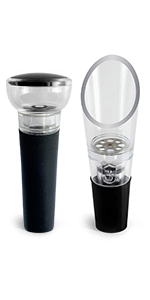 TenTen Labs Premium Wine Aerator Pourer Spout (2-Pack) – Rich Bubbles for Improved Flavor & Aroma – Wine Accessories for Wine Lovers with No-Drip Design – Perfect Gifts for Women and Men – Black