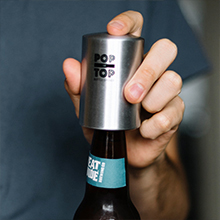 Pop-the-Top Beer Bottle Opener (Stainless): Automatic Bottle Cap Opener, Push Down Pop Off Bar Tool, Soda and Beer Cap Remover, Cool & Fun Gadget