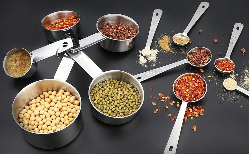 Accmor 11 Piece Stainless Steel Measuring Spoons Cups Set, Premium Stackable Tablespoons Measuring Set for Gift Dry Liquid Ingredients Cooking Baking