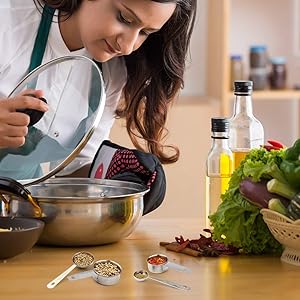 Accmor 11 Piece Stainless Steel Measuring Spoons Cups Set, Premium Stackable Tablespoons Measuring Set for Gift Dry Liquid Ingredients Cooking Baking