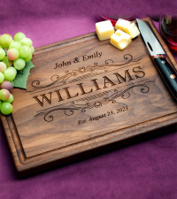 Straga Personalized Cutting Board-Custom Engraved Charcuterie Board-Best Wedding Gift Idea for Couples 2026, Newlyweds-Anniversary,Housewarming,Handcrafted in USA-Premium Walnut,Mahogany Hardwood 002