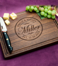 Straga Personalized Cutting Board-Custom Engraved Charcuterie Board-Best Wedding Gift Idea for Couples 2026, Newlyweds-Anniversary,Housewarming,Handcrafted in USA-Premium Walnut,Mahogany Hardwood 002