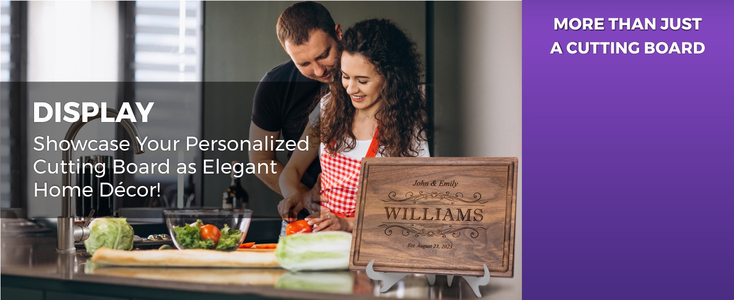 Straga Personalized Cutting Board-Custom Engraved Charcuterie Board-Best Wedding Gift Idea for Couples 2026, Newlyweds-Anniversary,Housewarming,Handcrafted in USA-Premium Walnut,Mahogany Hardwood 002