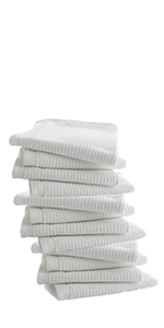 Living Fashions Bar Mop Cleaning Kitchen Dish Cloth Towels,100% Cotton, Machine Washable, Everyday Kitchen Basic Utility Bar Mop Dishcloth Set of 12, White