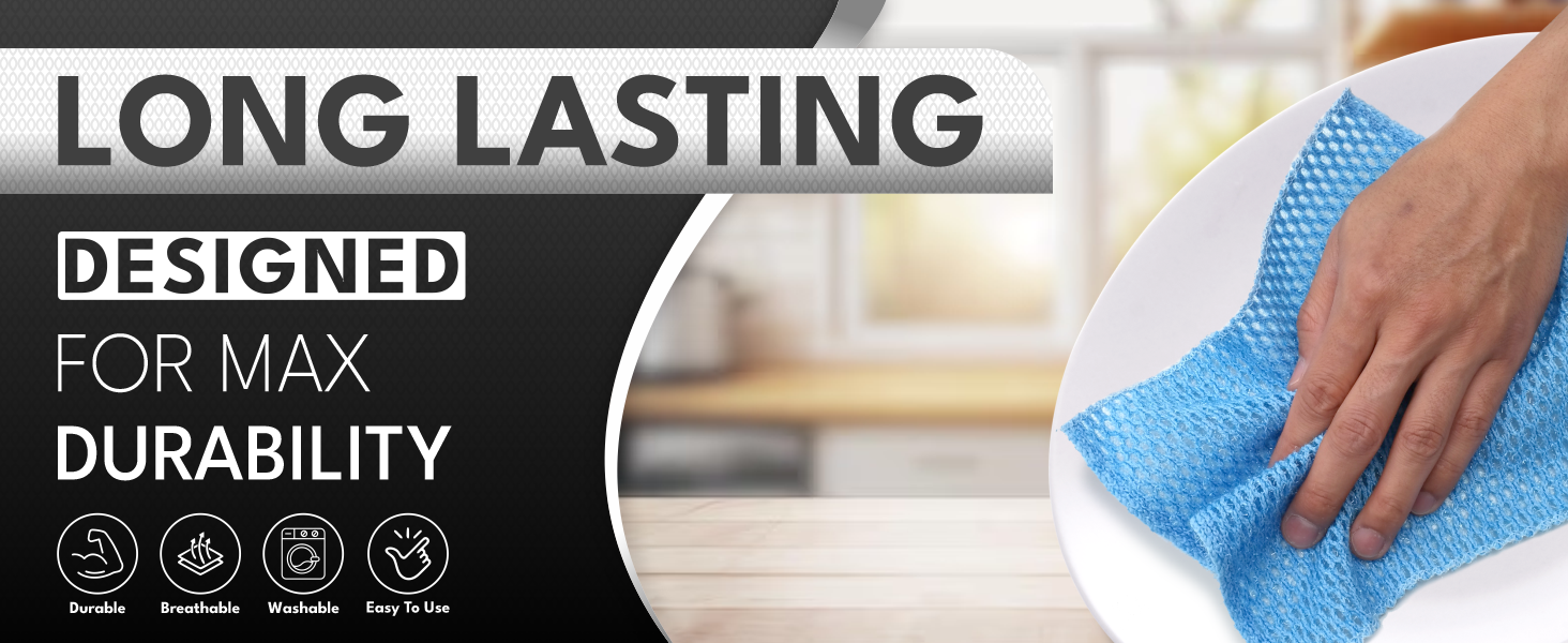 Dish Scrubbers for Cleaning Dishes - Replace Sponges for Dishes - Non Scratch Scrubbing Cloth for Washing Dishes - Best Alternative Dishwashing Scrub Pad - Household Kitchen Sponge Scrubbies Supplies