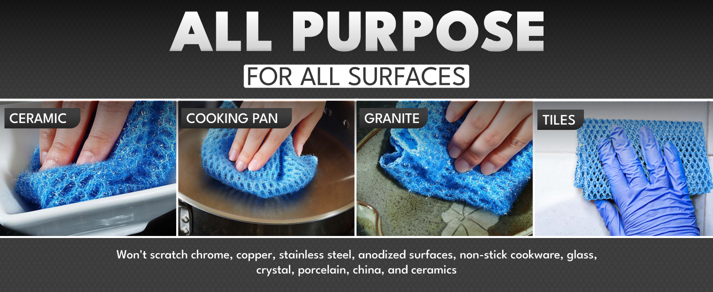 Dish Scrubbers for Cleaning Dishes - Replace Sponges for Dishes - Non Scratch Scrubbing Cloth for Washing Dishes - Best Alternative Dishwashing Scrub Pad - Household Kitchen Sponge Scrubbies Supplies