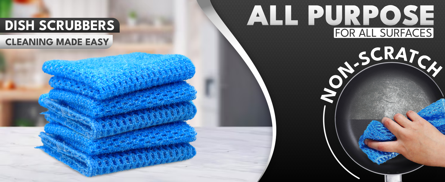 Dish Scrubbers for Cleaning Dishes - Replace Sponges for Dishes - Non Scratch Scrubbing Cloth for Washing Dishes - Best Alternative Dishwashing Scrub Pad - Household Kitchen Sponge Scrubbies Supplies