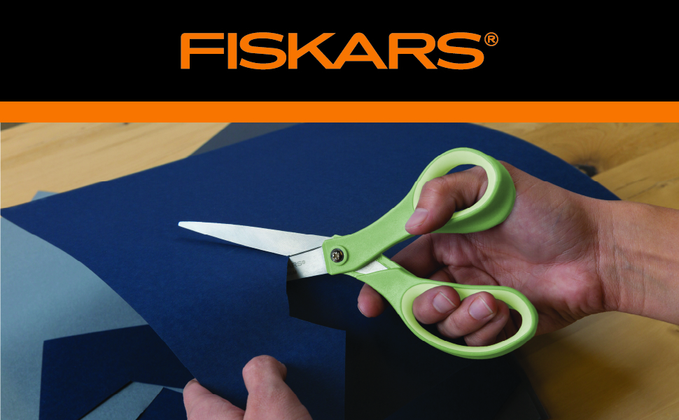 Fiskars 8” Comfort Grip Titanium Multipurpose Scissors with Ergonomic Handles for Everyday Cutting Tasks, Sharp Scissors for Home, Office, Crafts, Multicolor 3-Pack