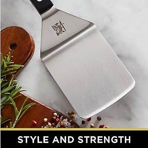 Sabatier Triple Rivet Stainless Steel Wide Turner, 9.65-Inch, Black,5154549