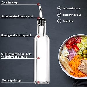 Gusnilo 8 oz (250ml) Oil and Vinegar Dispenser Set - 2PCS Olive Oil Dispenser Bottles, Syrup Dispenser & Kitchen Oil Bottles with Pour Spouts and Funnel