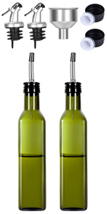Gusnilo 8 oz (250ml) Oil and Vinegar Dispenser Set - 2PCS Olive Oil Dispenser Bottles, Syrup Dispenser & Kitchen Oil Bottles with Pour Spouts and Funnel