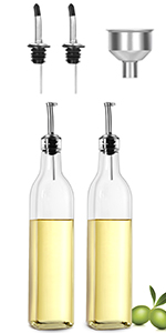 Gusnilo 8 oz (250ml) Oil and Vinegar Dispenser Set - 2PCS Olive Oil Dispenser Bottles, Syrup Dispenser & Kitchen Oil Bottles with Pour Spouts and Funnel