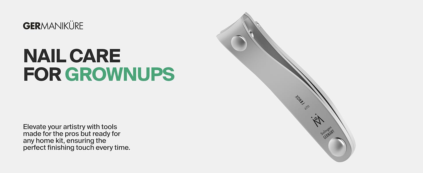 GERMANIKURE Professional Small Nail Clipper (6 cm) - FINOX Surgical Stainless Steel Manicure and Pedicure Tools in Leather Case- Ethically Made in Solingen Germany - 4711 - Travel Size Nail Care