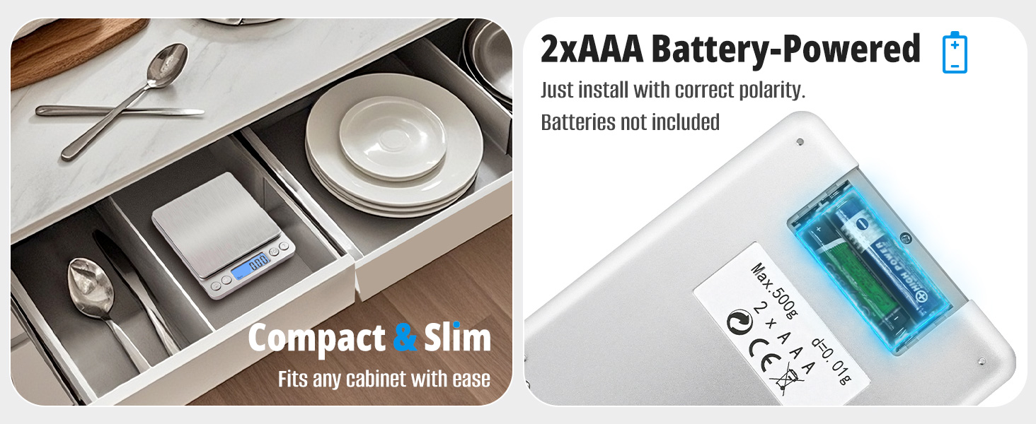 NEXT-SHINE Gram Scale 500g x 0.01g Precision, Digital Mini Pocket Size Portable Scale with Two Trays Nine Units, LCD Display Stainless Steel Platform for Weighing Jewelry Cooking Baking