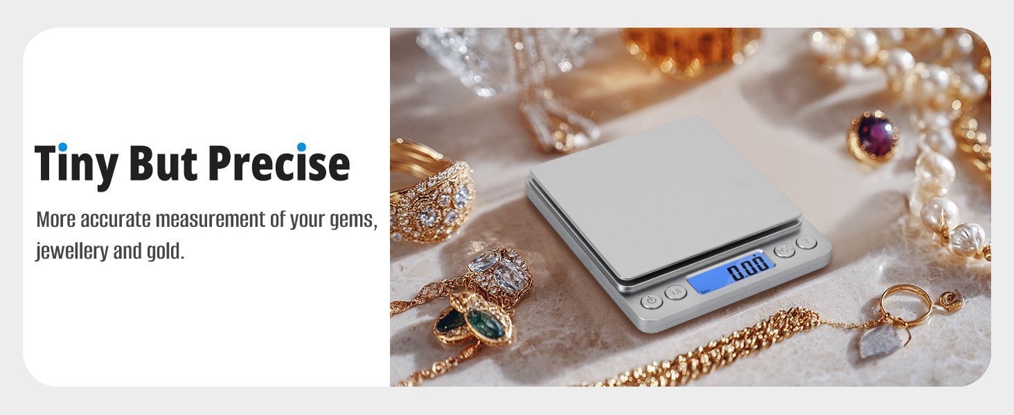 NEXT-SHINE Gram Scale 500g x 0.01g Precision, Digital Mini Pocket Size Portable Scale with Two Trays Nine Units, LCD Display Stainless Steel Platform for Weighing Jewelry Cooking Baking