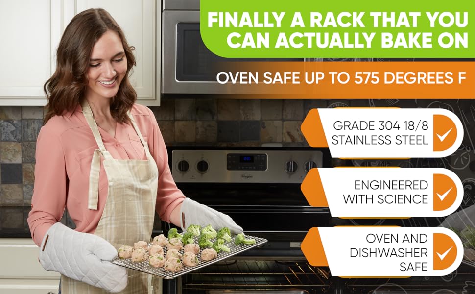 Spring Chef 10 x 15 Inch Stainless Steel Cooling Rack for Cooking & Baking - Heavy Duty Cookie Cooling Rack for Kitchen - Oven Safe - Fits Jelly Roll Pan - Dishwasher Safe