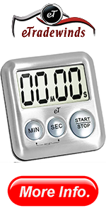Elegant Digital Kitchen Timer, Stainless Steel Model eT-23, Super Strong Magnetic Back, Loud Alarm, Large Display, Auto Memory, Auto Shut-Off by eTradewinds