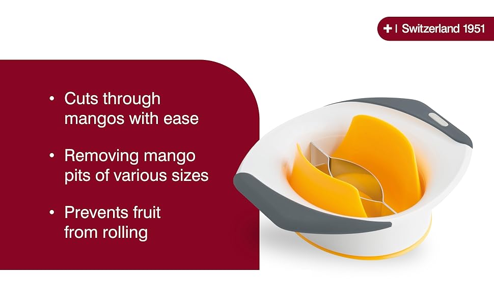 Zyliss 3-in-1 Mango Slicer, Peeler and Pit Remover Tool - Kitchen Mango Depitter & Peeler Gadget - Fruit Slicer with Micro-Serrated Stainless Steel Blader - Mango Corer for Easy Use