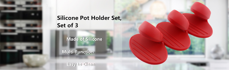 Silicone Pot Holders, YYP Silicone Heat Resistant Pot Holders, Oven Mini Mitts, Cooking Pinch Grips for Kitchen(No More Burning Your Fingers!)- Set of 3, Red