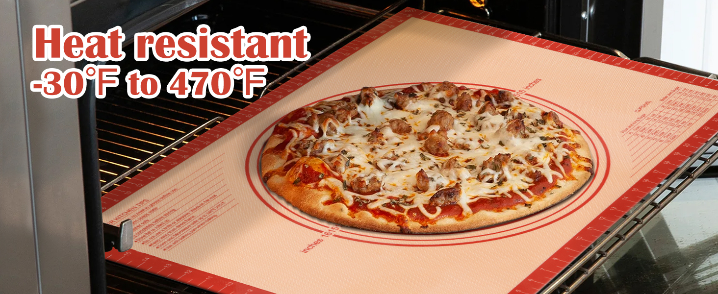 Non-slip Silicone Pastry Mat Extra Large with Measurements 28''By 20'' for Silicone Baking Mat, Counter, Dough Rolling, Oven Liner,Fondant/Pie Crust By Folksy Super Kitchen Red