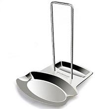 Yummy Sam Pot Lid Holder and Spoon Rest, Stainless Steel Utensils Lid Spoon Holder Ladle Rest Pot Lid Rack Shelf Stand Holder Multifunctional Storage Rack Stove Organizer (Silver)