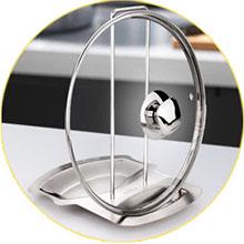 Yummy Sam Pot Lid Holder and Spoon Rest, Stainless Steel Utensils Lid Spoon Holder Ladle Rest Pot Lid Rack Shelf Stand Holder Multifunctional Storage Rack Stove Organizer (Silver)