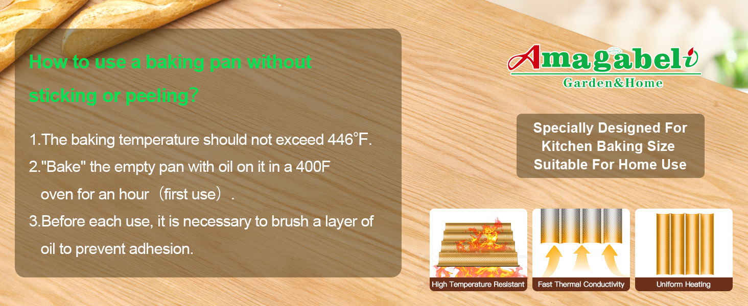 AMAGABELI GARDEN & HOME 2 Pack Baguette Bread Pan 15