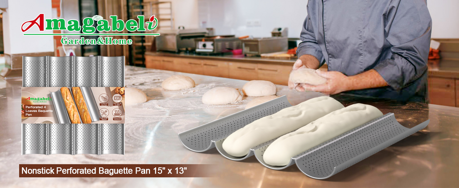 AMAGABELI GARDEN & HOME 2 Pack Baguette Bread Pan 15