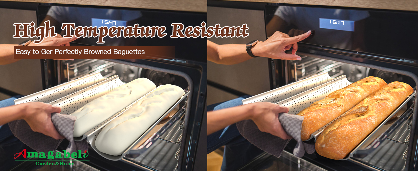 AMAGABELI GARDEN & HOME 2 Pack Baguette Bread Pan 15