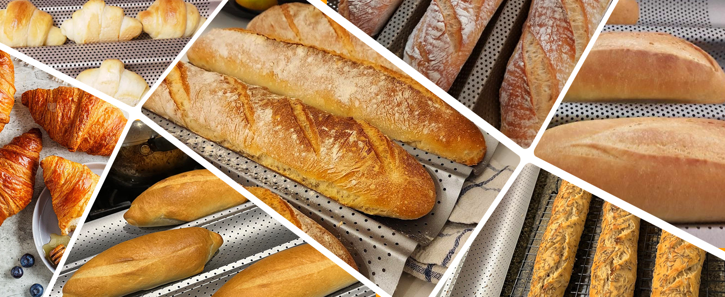 AMAGABELI GARDEN & HOME 2 Pack Baguette Bread Pan 15