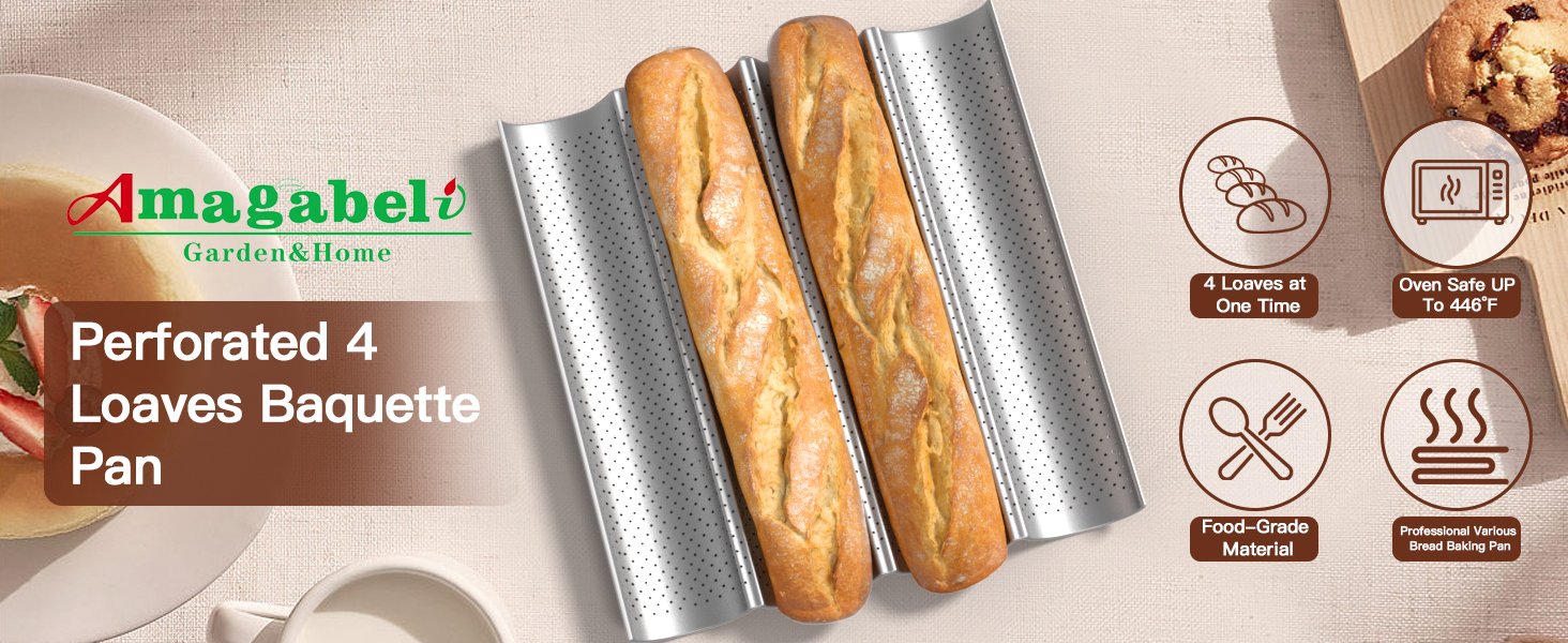 AMAGABELI GARDEN & HOME 2 Pack Baguette Bread Pan 15