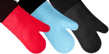 BPA-Free Silicone Oven Mitts Ultra Heat Resistant up to 500°F - Oven Mitts with Thick Cotton Liner - Long Slip Resistant Pot Holders, Flexible Oven Gloves - Black 13.7