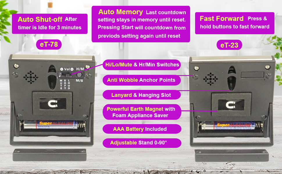 Elegant Digital Kitchen Timer, Stainless Steel Model eT-78, Displays 0-99 Min. or 0-99 Hr., Super Strong Magnet, Volume Switch for Mute/Soft/Loud Alarm, Auto Shut Off, Auto Memory by eTradewinds