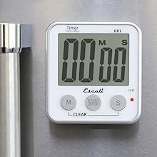 Escali Extra Large Display Digital Kitchen Timer with Clock Mode, Recall Timer Magnetic Back
