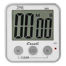 Escali Extra Large Display Digital Kitchen Timer with Clock Mode, Recall Timer Magnetic Back