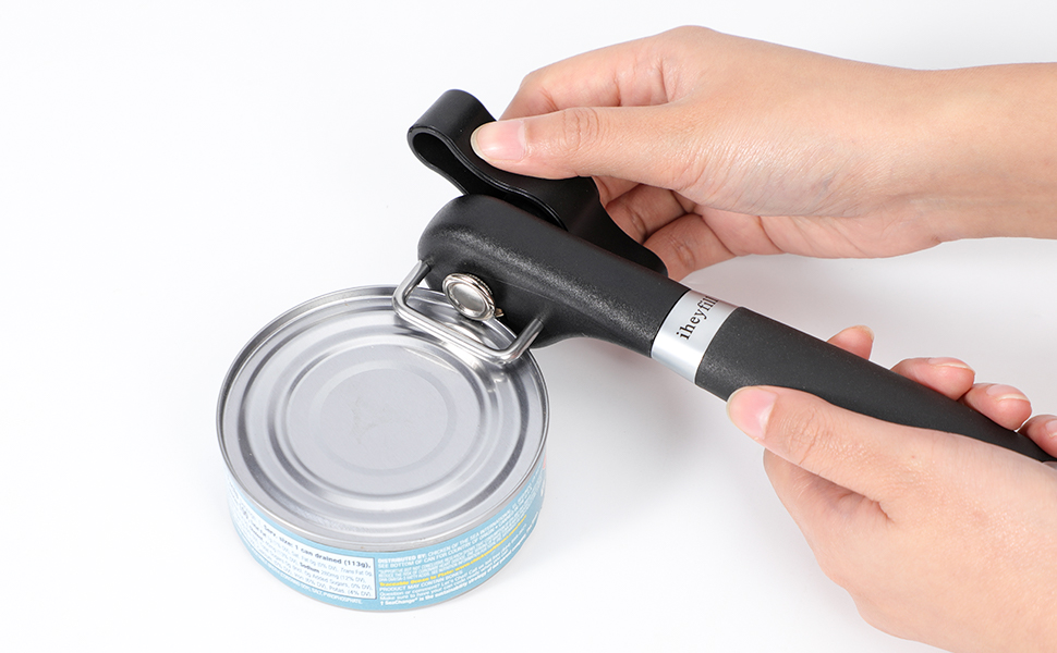 Safety Manual Can Tin Opener,Stainless Steel Ergonomic Anti Slip Design with Smooth Edge Side Cut No Sharp Cuts Can Opener,Lid Lifter that Won't Touch Food