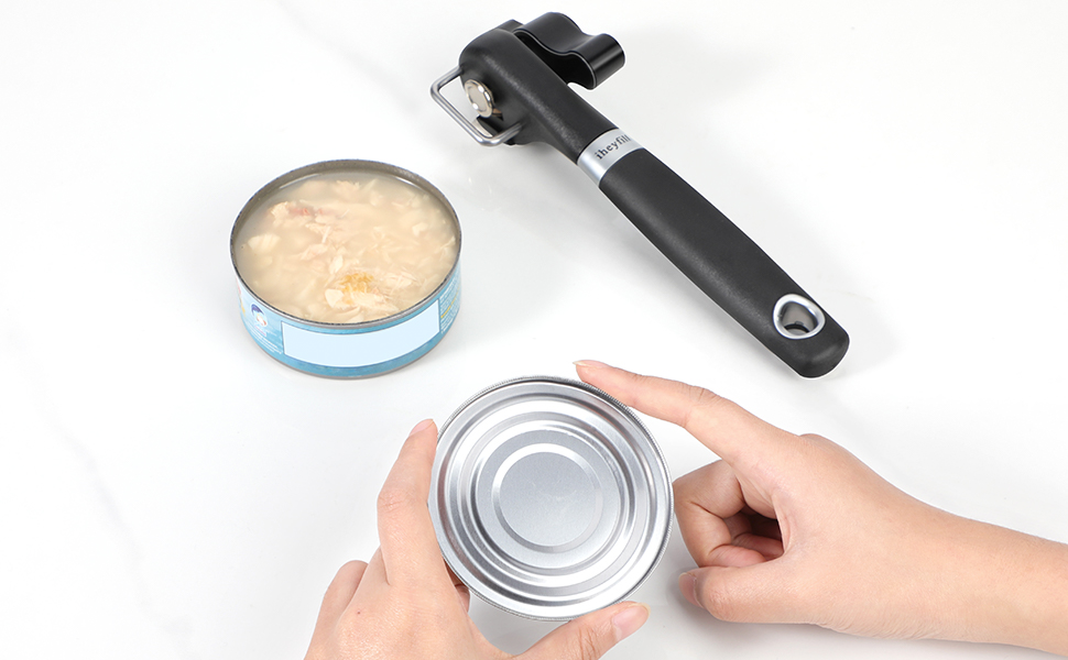 Safety Manual Can Tin Opener,Stainless Steel Ergonomic Anti Slip Design with Smooth Edge Side Cut No Sharp Cuts Can Opener,Lid Lifter that Won't Touch Food