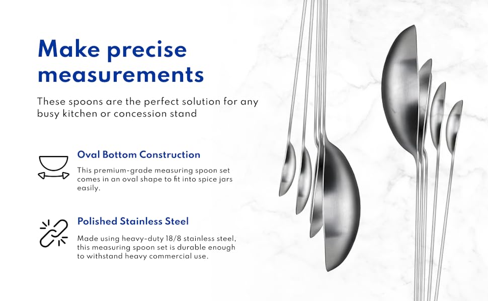 New Star Foodservice 43129 18/8 Stainless Steel Measuring Spoons (Set of 5), Silver