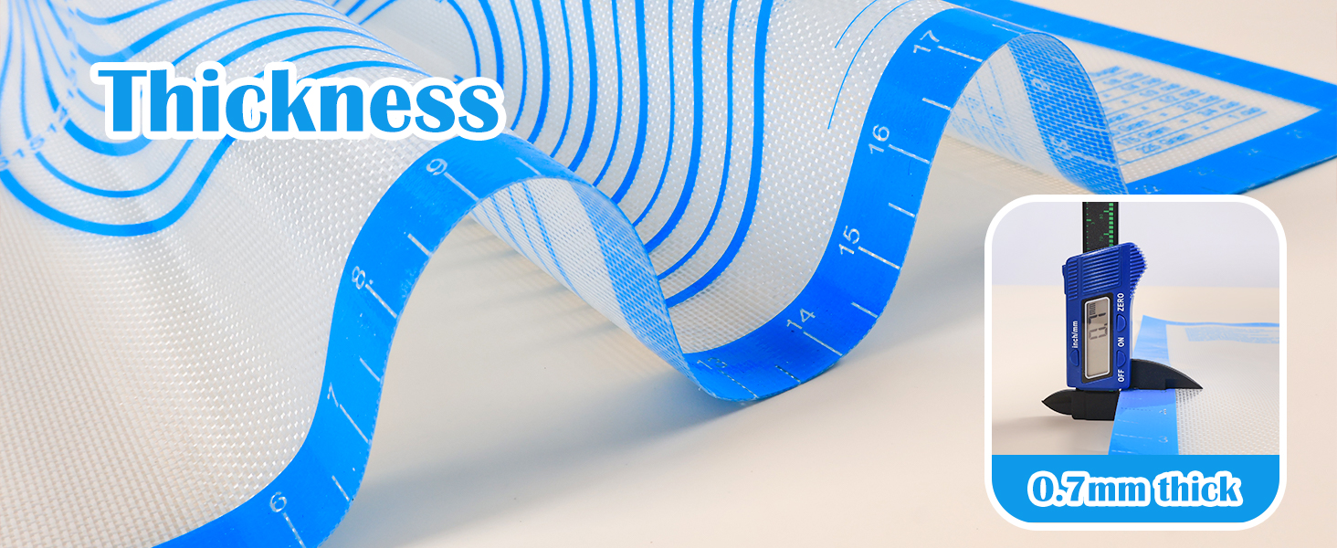 Nonstick Silicone Pastry Mat Extra Large with Measurements 28''By 20'' for Silicone Baking Mat, Counter, Dough Rolling,Fondant/Pie Crust By Folksy Super Kitchen (20×28, Blue)