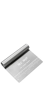 Pro Dough Pastry Scraper/Cutter/Chopper Stainless Steel Mirror Polished with Measuring Scale Multipurpose- Cake, Pizza Cutter - Pastry Bread Separator Scale Knife