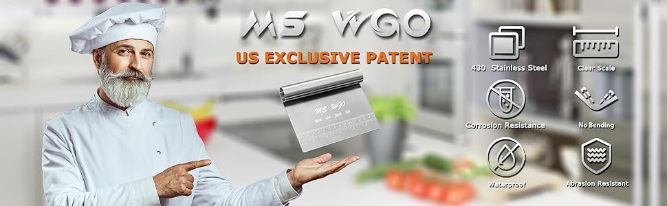 Pro Dough Pastry Scraper/Cutter/Chopper Stainless Steel Mirror Polished with Measuring Scale Multipurpose- Cake, Pizza Cutter - Pastry Bread Separator Scale Knife