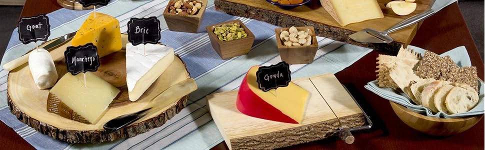 Lipper International Bamboo Wood Two-Tone Kitchen Cutting and Serving Board, Small, 8" x 6" x 5/16", Set of 2